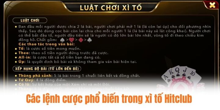 Luật chơi xì tố Hitclub súc tích, ngắn gọn 
