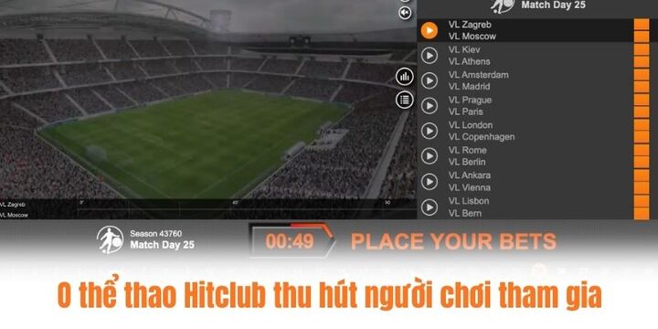 O thể thao Hitclub thu hút nhiều người tham gia trực tuyến
