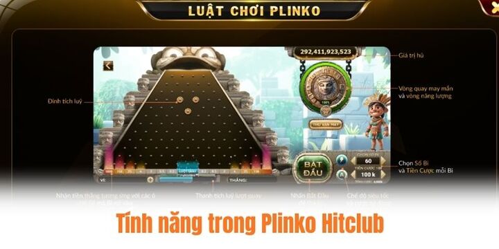 Trò chơi Plinko Hitclub sở hữu nhiều tính năng thú vị
