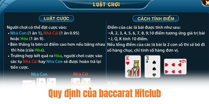 Quy định quan trọng áp dụng trong baccarat Hitclub