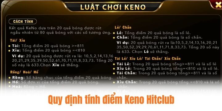 Tổng hợp quy tắc cần biết khi chơi keno Hitclub 