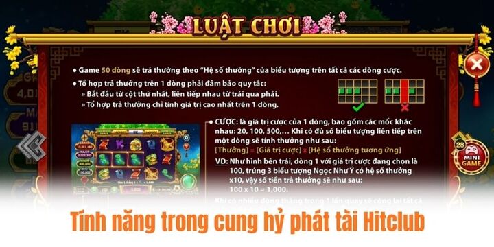 Quy tắc chung khi trải nghiệm trò chơi Cung hỷ phát tài Hitclub